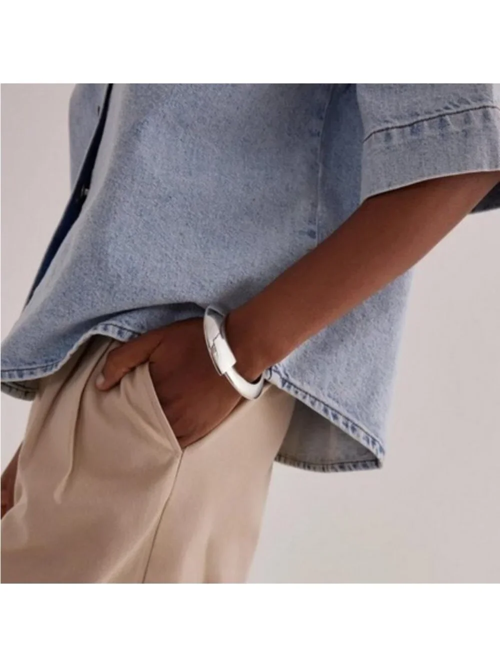New! Anthropologie Silver Chunky Cuff Bracelet NWOT (1041)